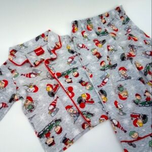Peanuts Christmas Gray Characters Pajama Set 2T Long Sleeve Warm 2 Piece Set